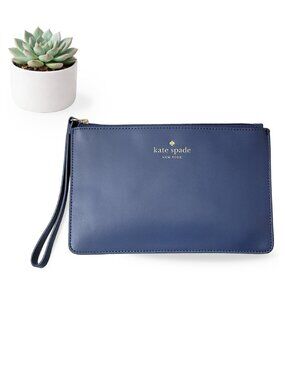 Kate Spade ♠️ Blue Leather Wristlet Clutch Bag | Ultra Slim